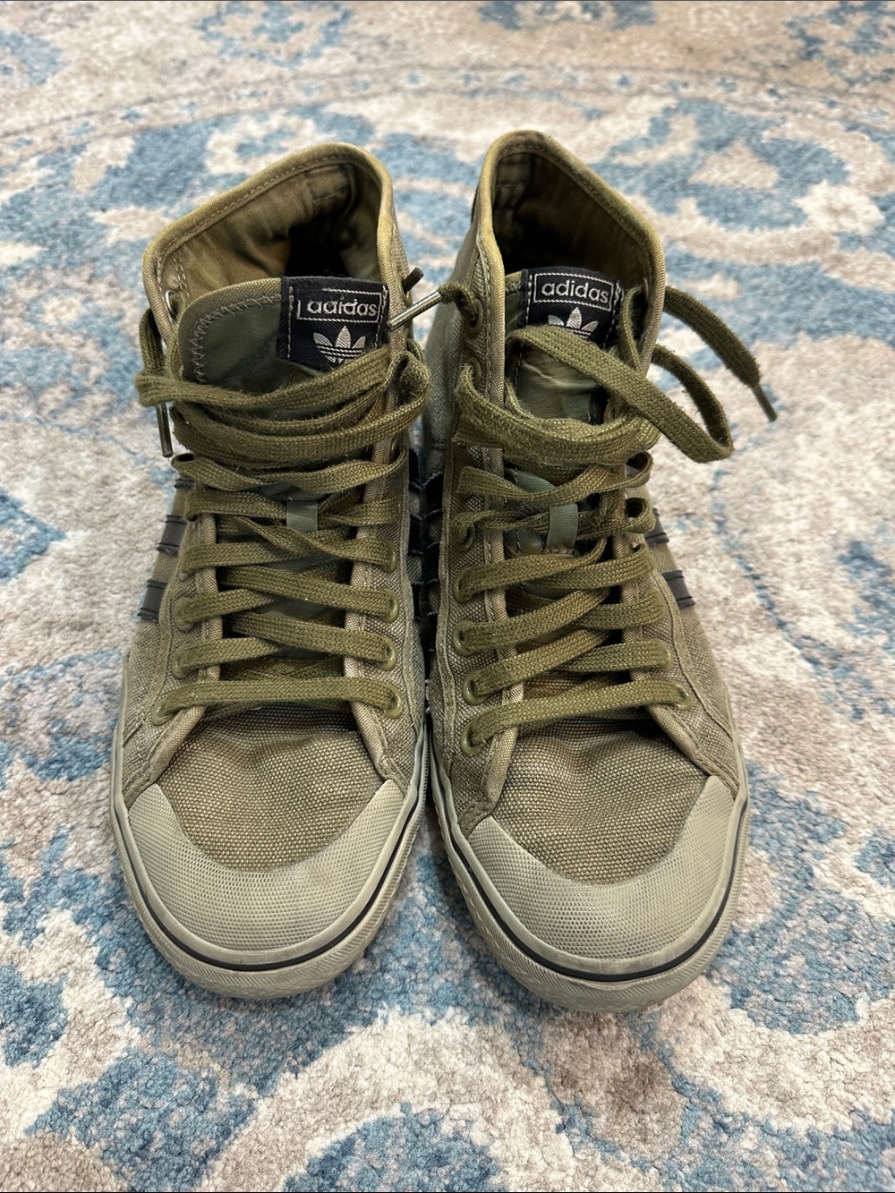 adidas Men’s Olive Green High-Top Canvas Sneakers